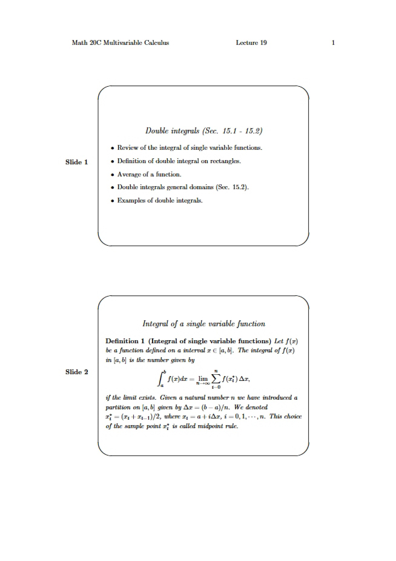 Week 7 Calculus C