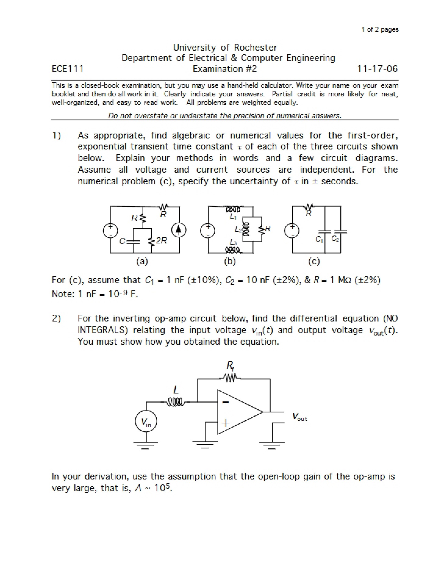 Exam 2 (ECE 111)