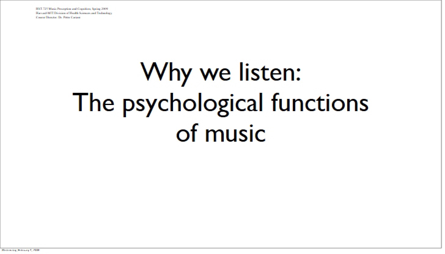 Music and its Psychological Functions