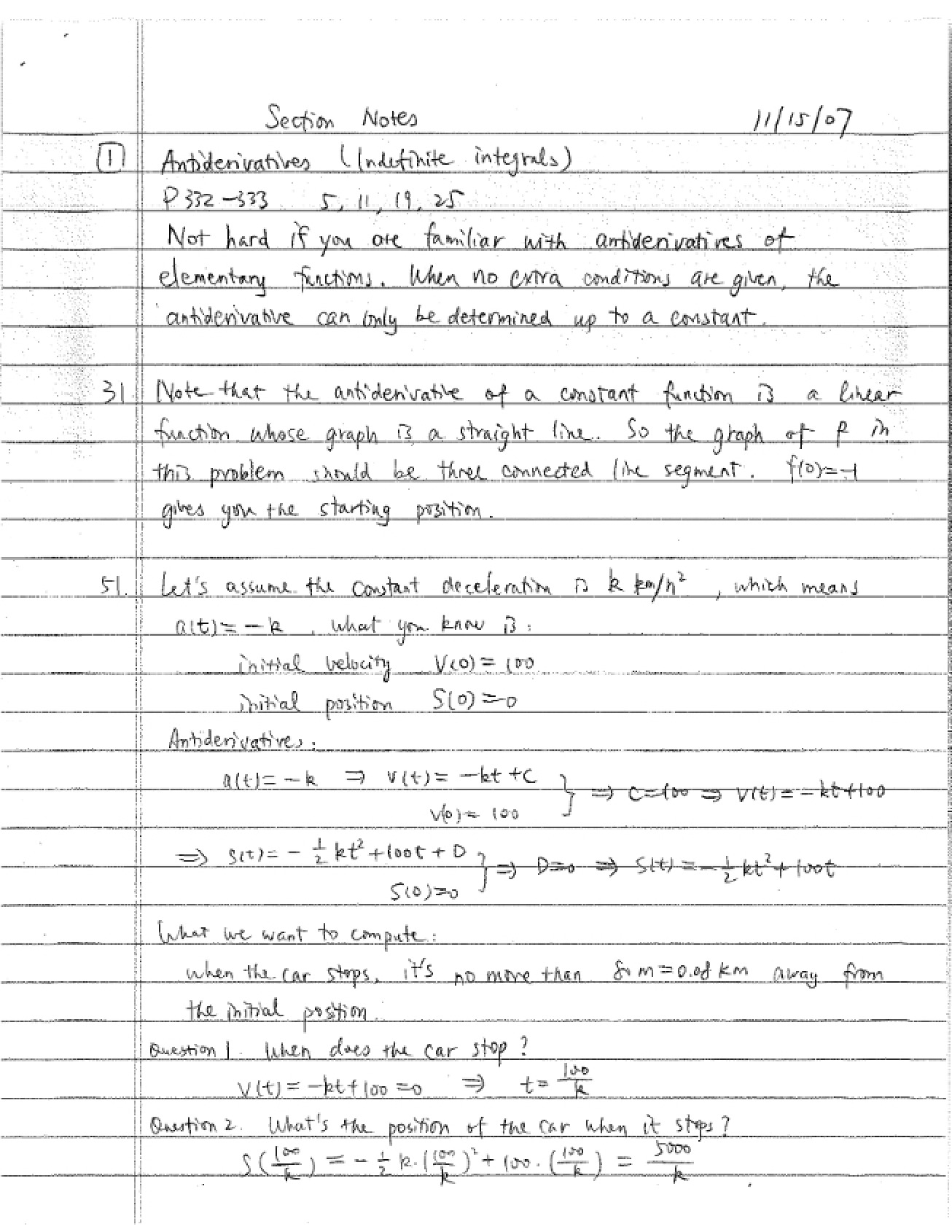 Section Notes for Introductory Calculus