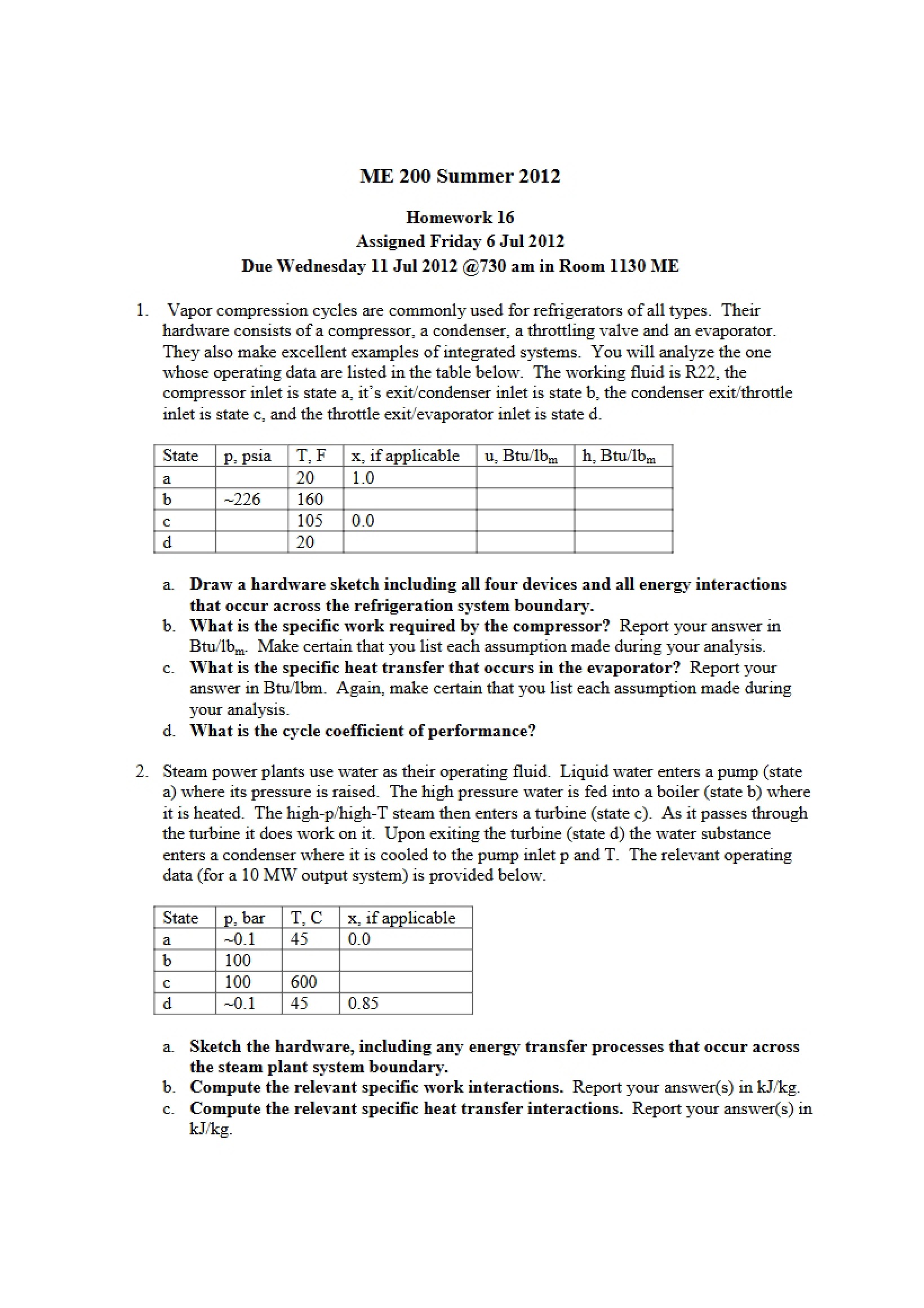 Thermodynamics Homework 16