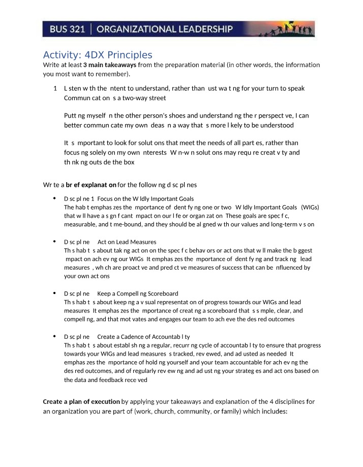 Activity on 4DX Principles