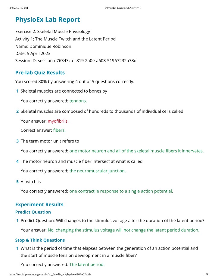 PhysioEx Lab Report Part 1