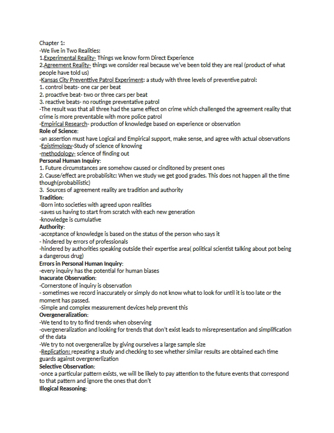 Second Part of Chapter One Notes on Research Methods