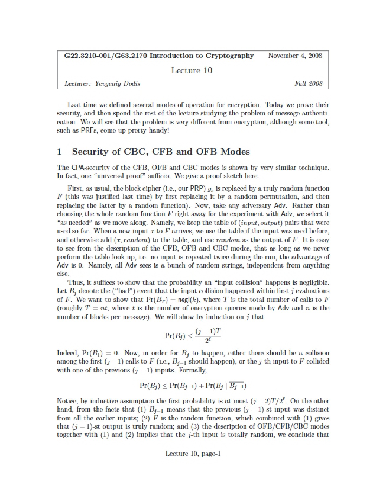 Cryptography Lecture Notes