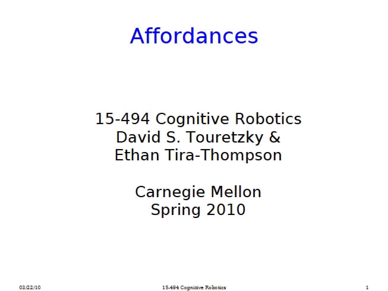 Affordances Overview