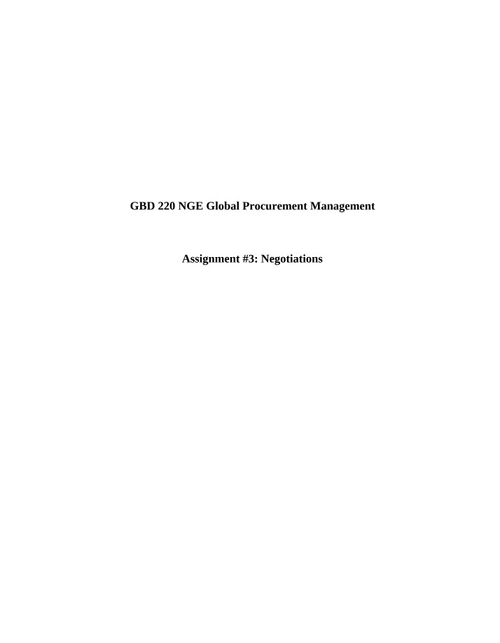 Assignment 3 - Negotiation