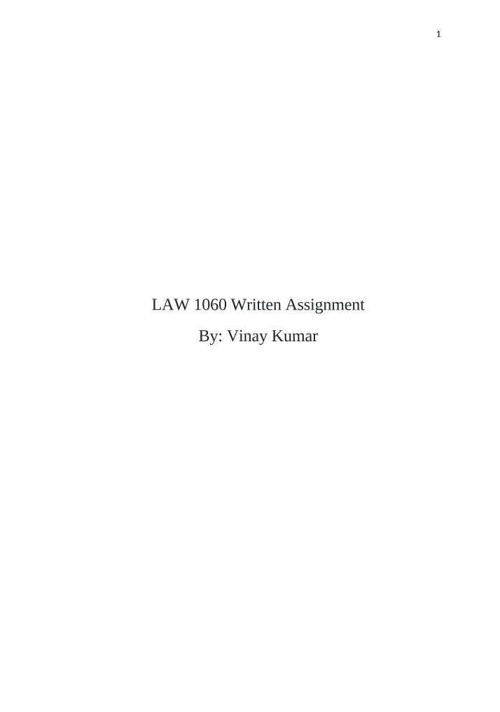 Written Assignment - LAW 1060