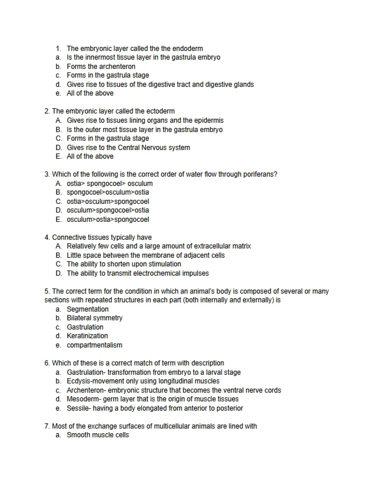 Third Examination for Introductory Biology