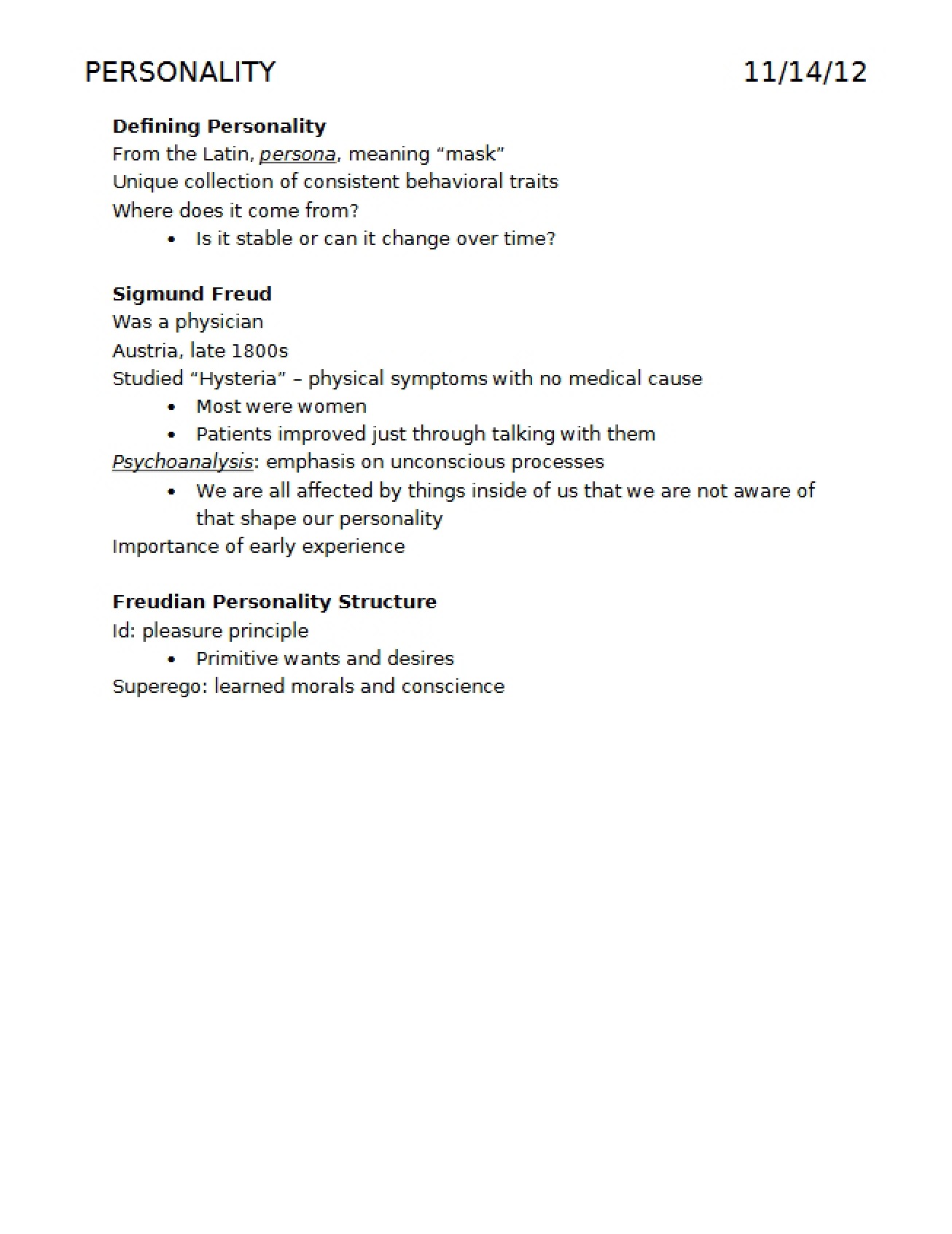 Personality Psychology