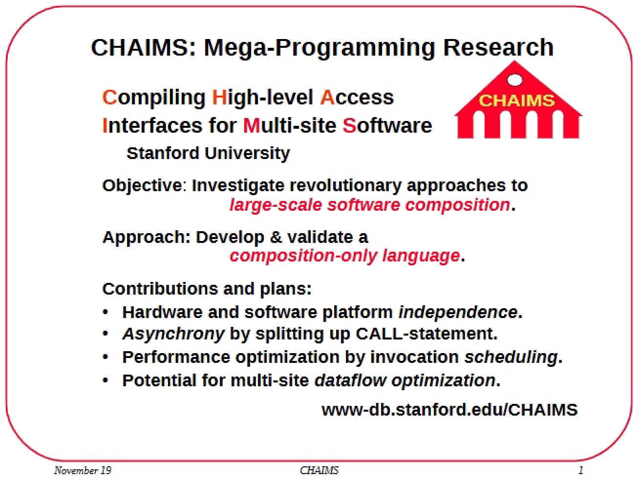 Introduction to Chaims Mega-Programming Research