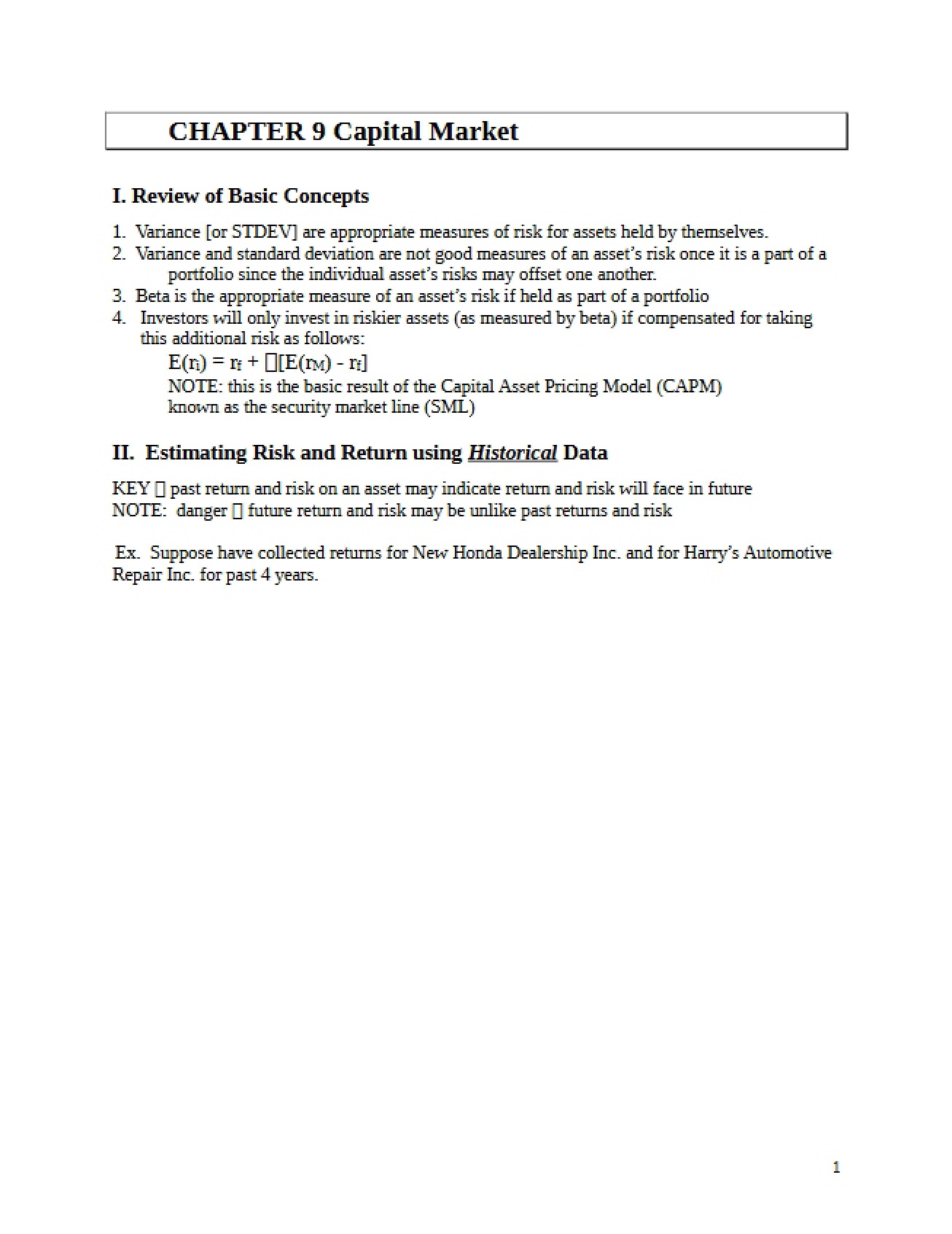 Capital Markets (Chapter Nine)