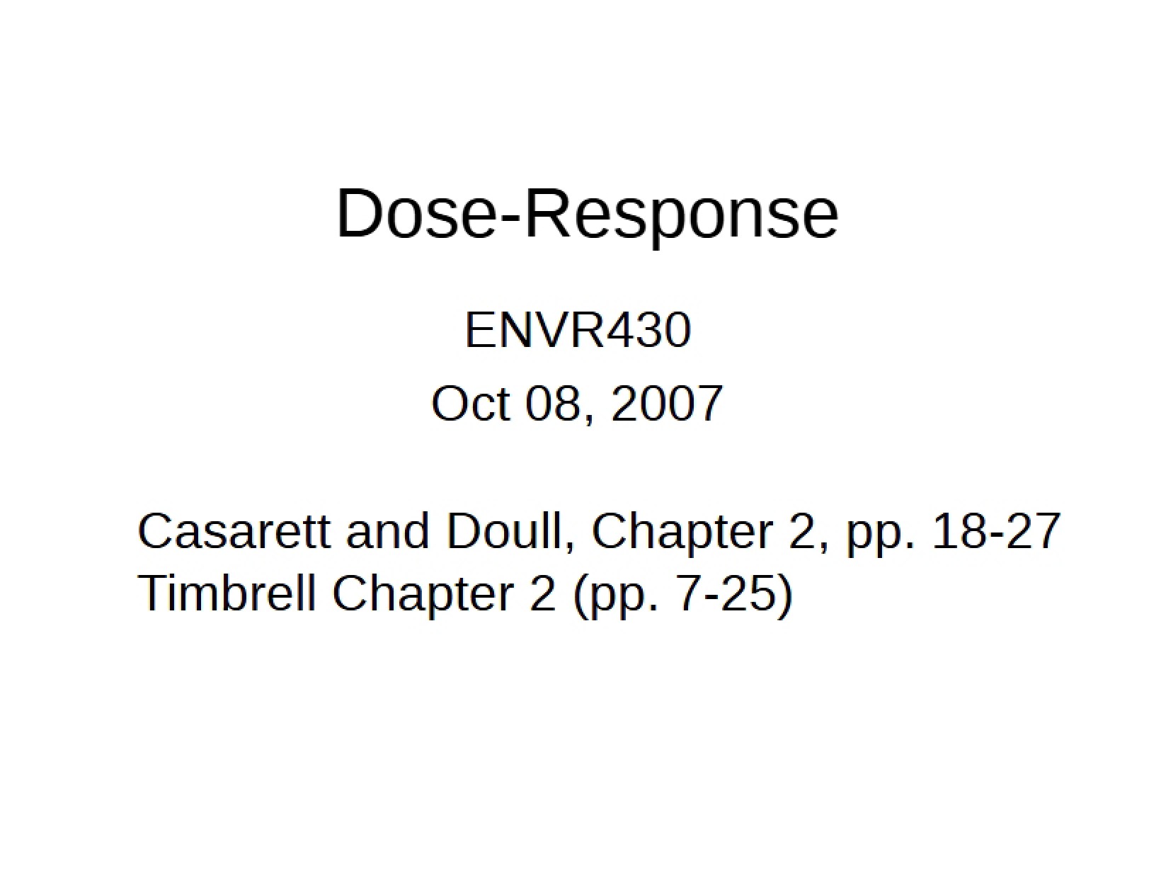 Response to Dosage