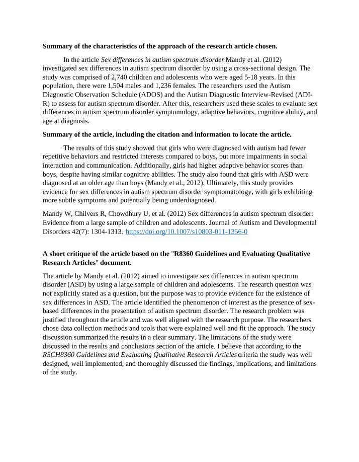 Sex Differences in Autism Spectrum Disorder