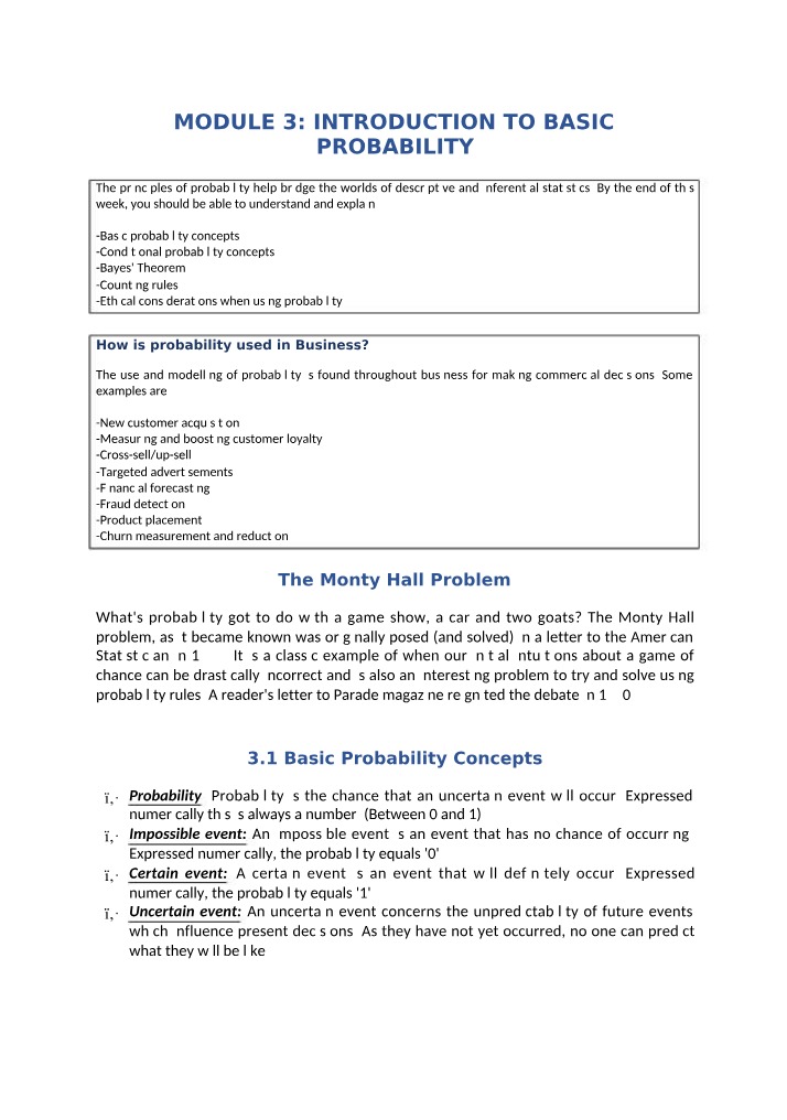 Basic Probability Concepts and Business Uses