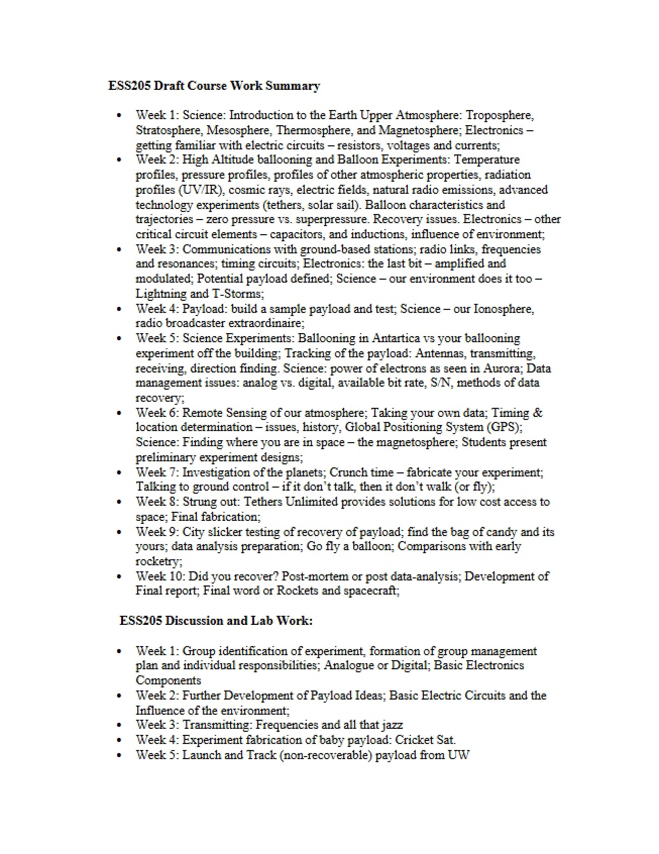 Course Syllabus