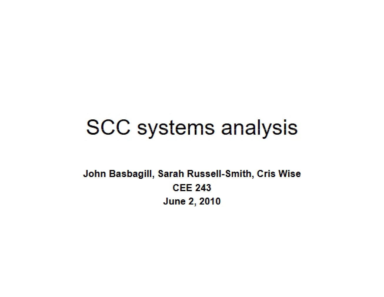 SCC Systems Analysis - 34 Pages