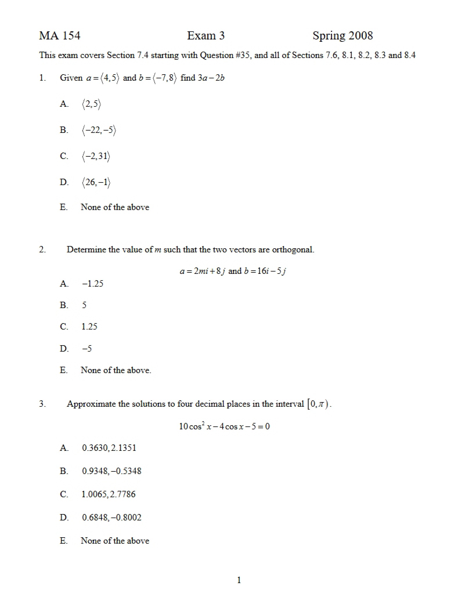 Examination Three