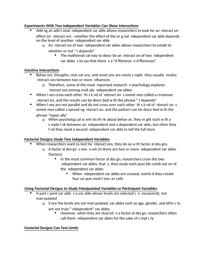 Main Effects and Interactions in Factorial Designs