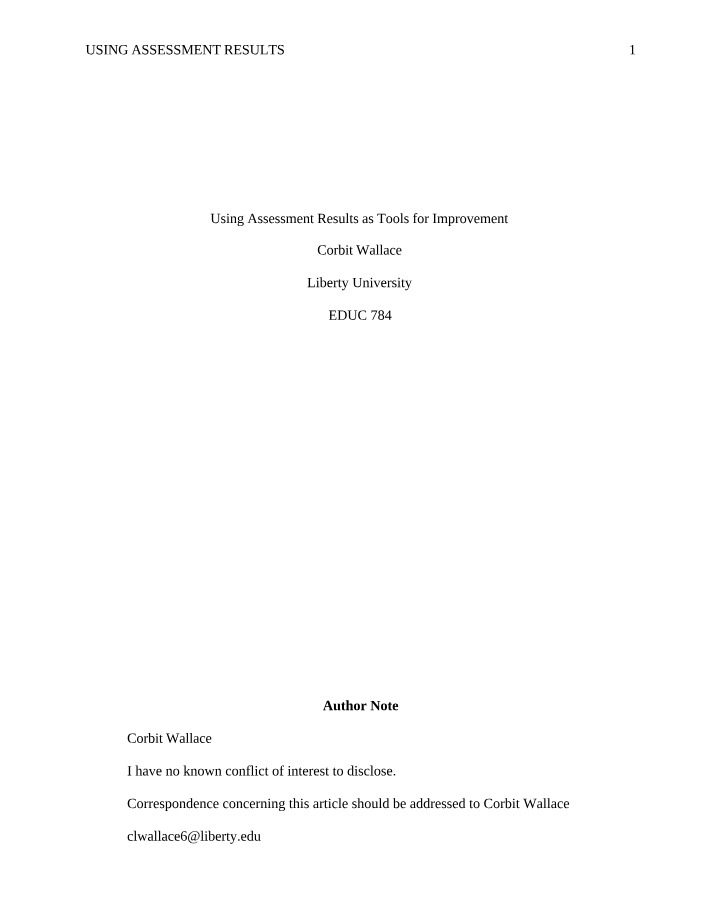 Using Assessment Results for Improvement