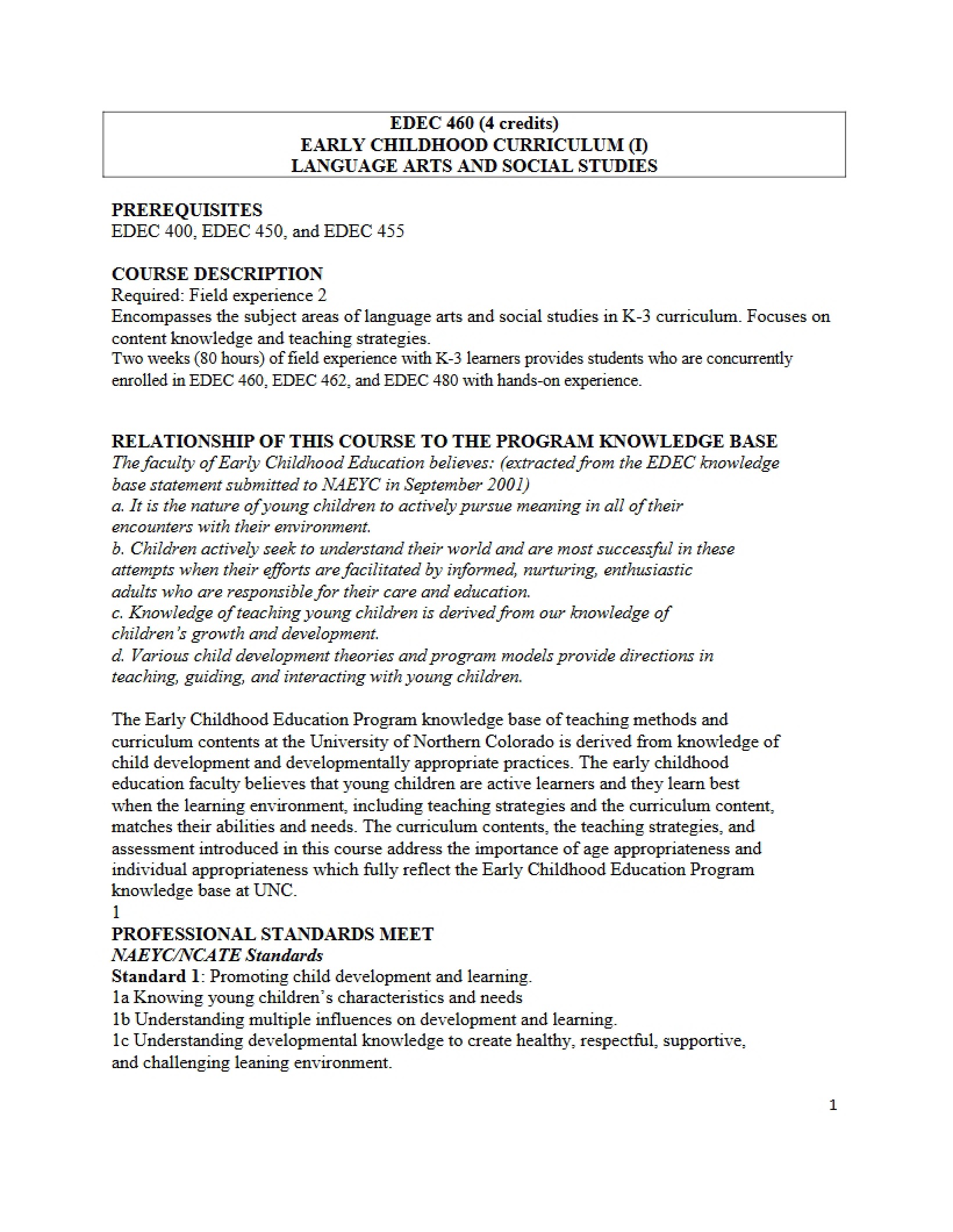Syllabus Language Arts and Social Studies Curriculum