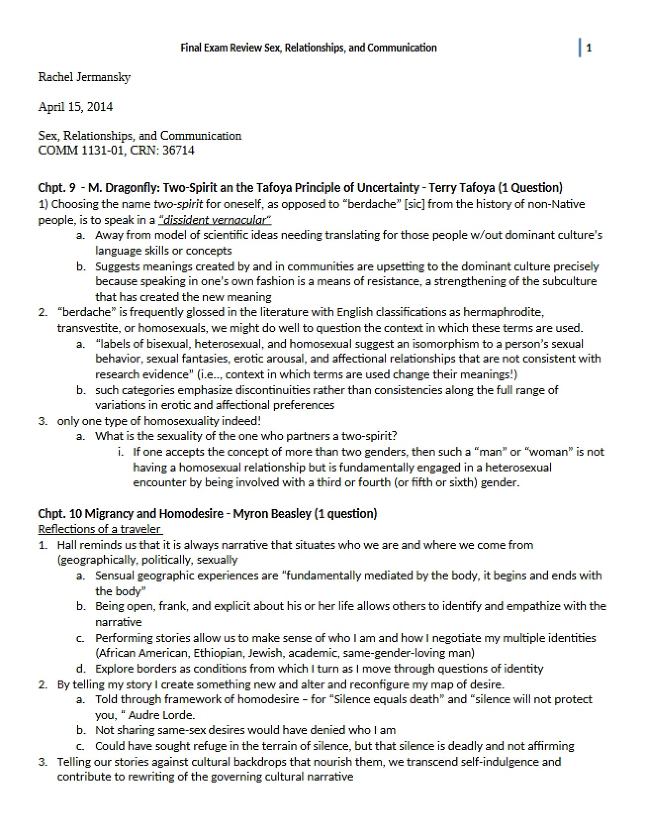 Sex Relationships and Communication Chapter 9