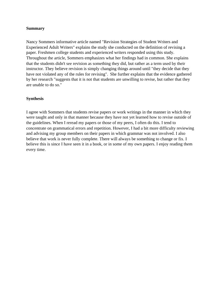 Insights on Effective Revision Strategies for Student Writers