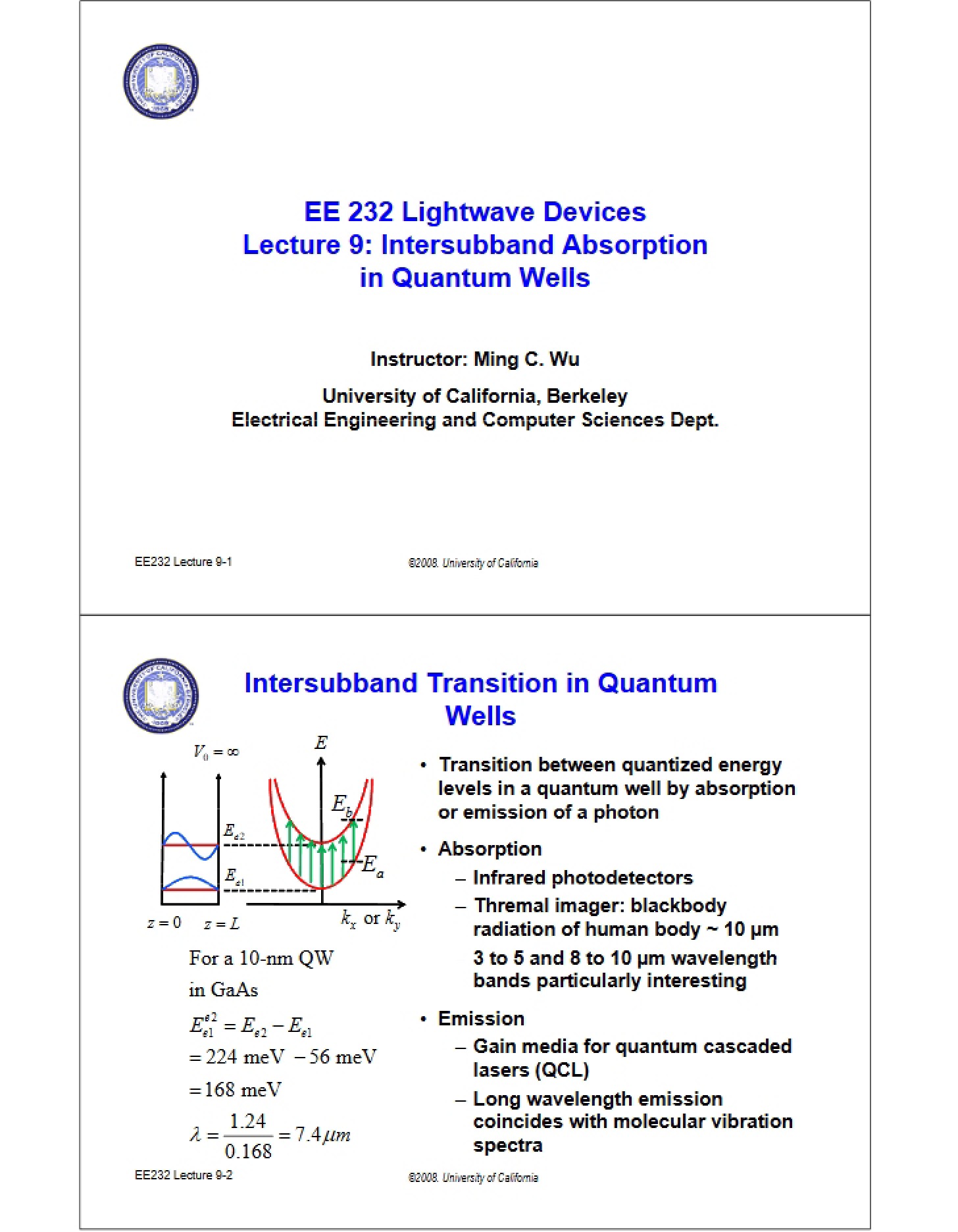Intersubband Absorption (Lecture 9)
