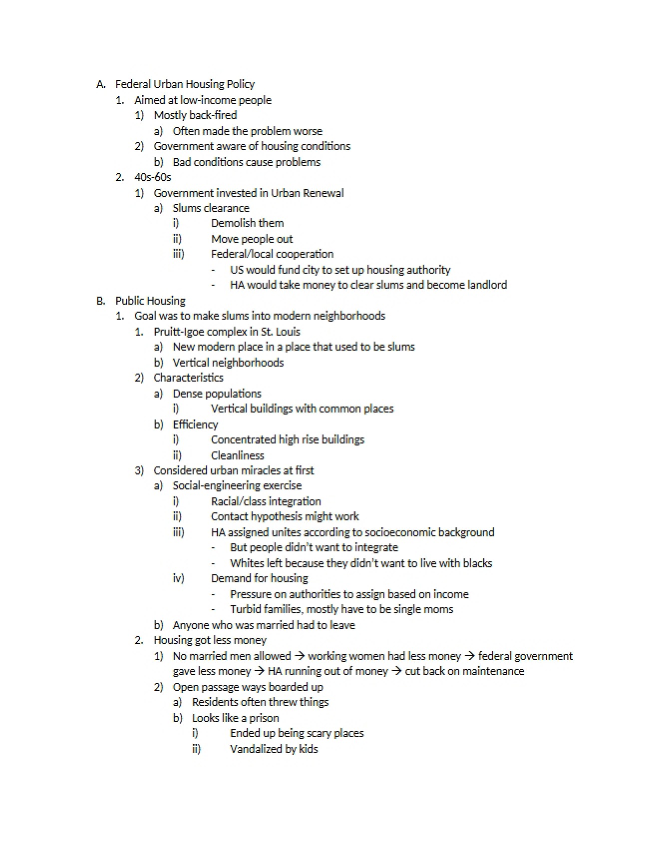Federal Urban Housing Policy