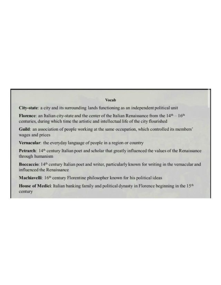 Vocabulary for the Renaissance