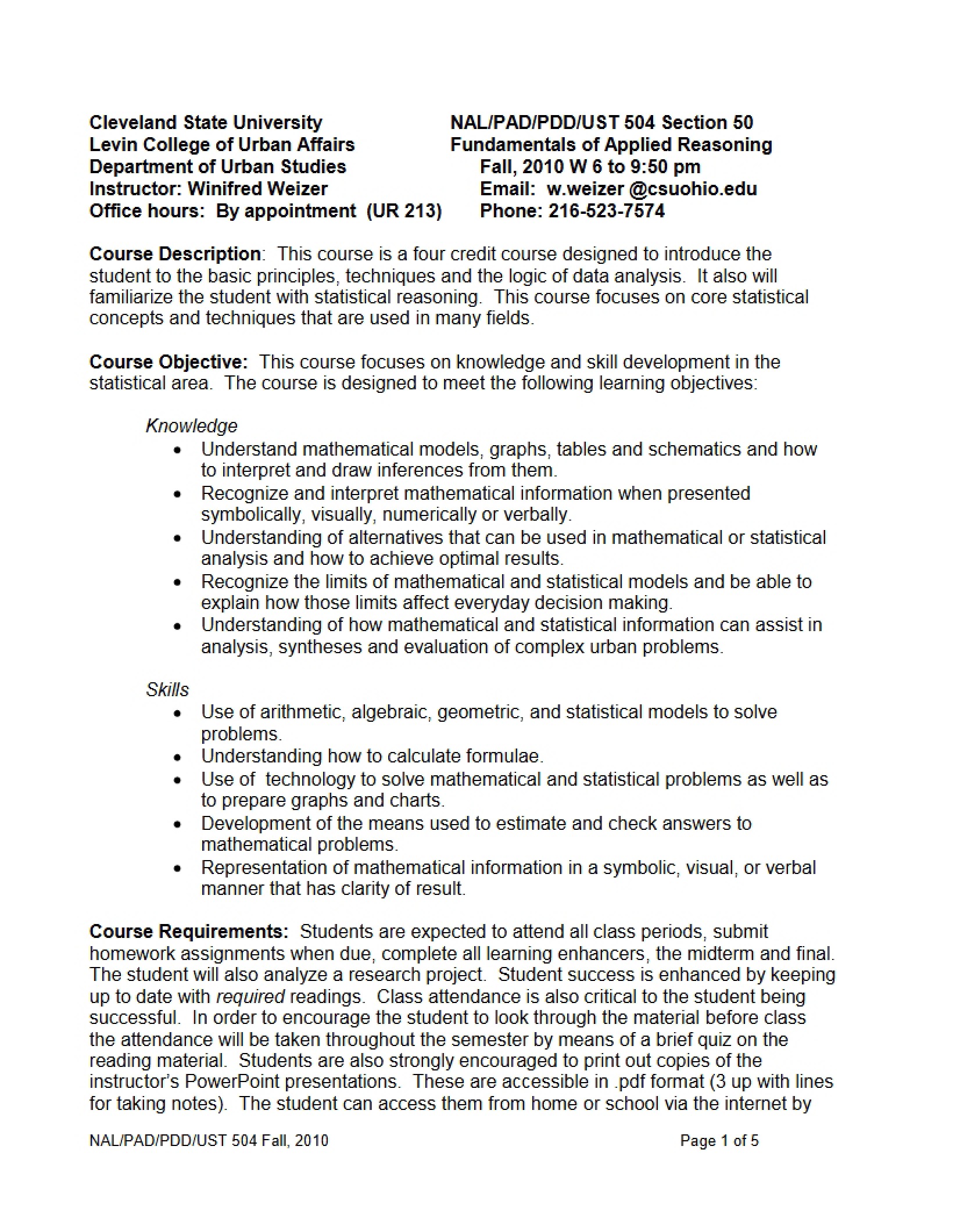 Applied Reasoning Fundamentals Syllabus
