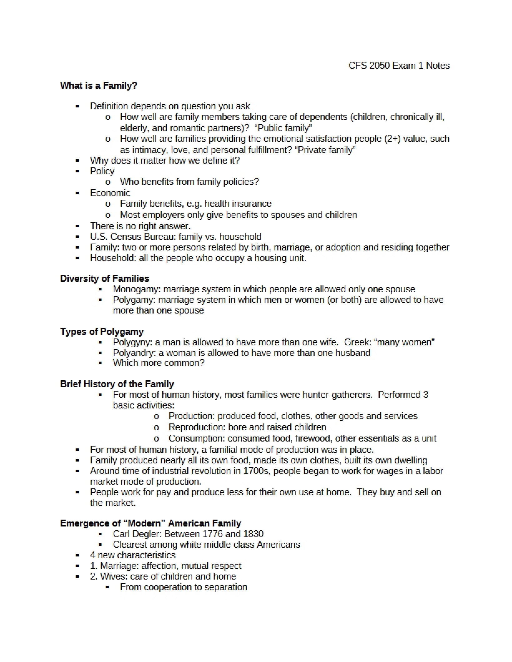 Notes for First Test