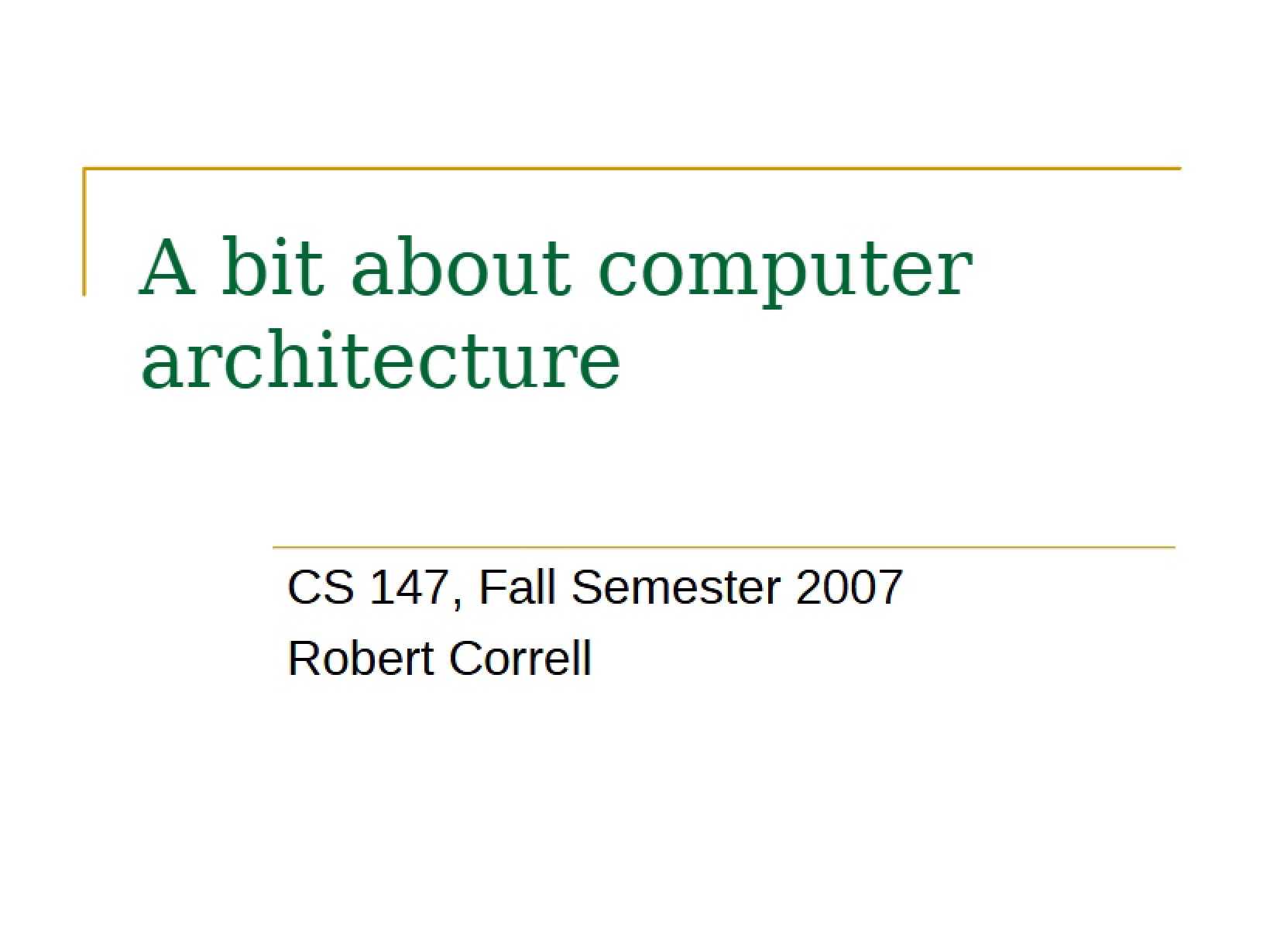 Overview of Computer Architecture