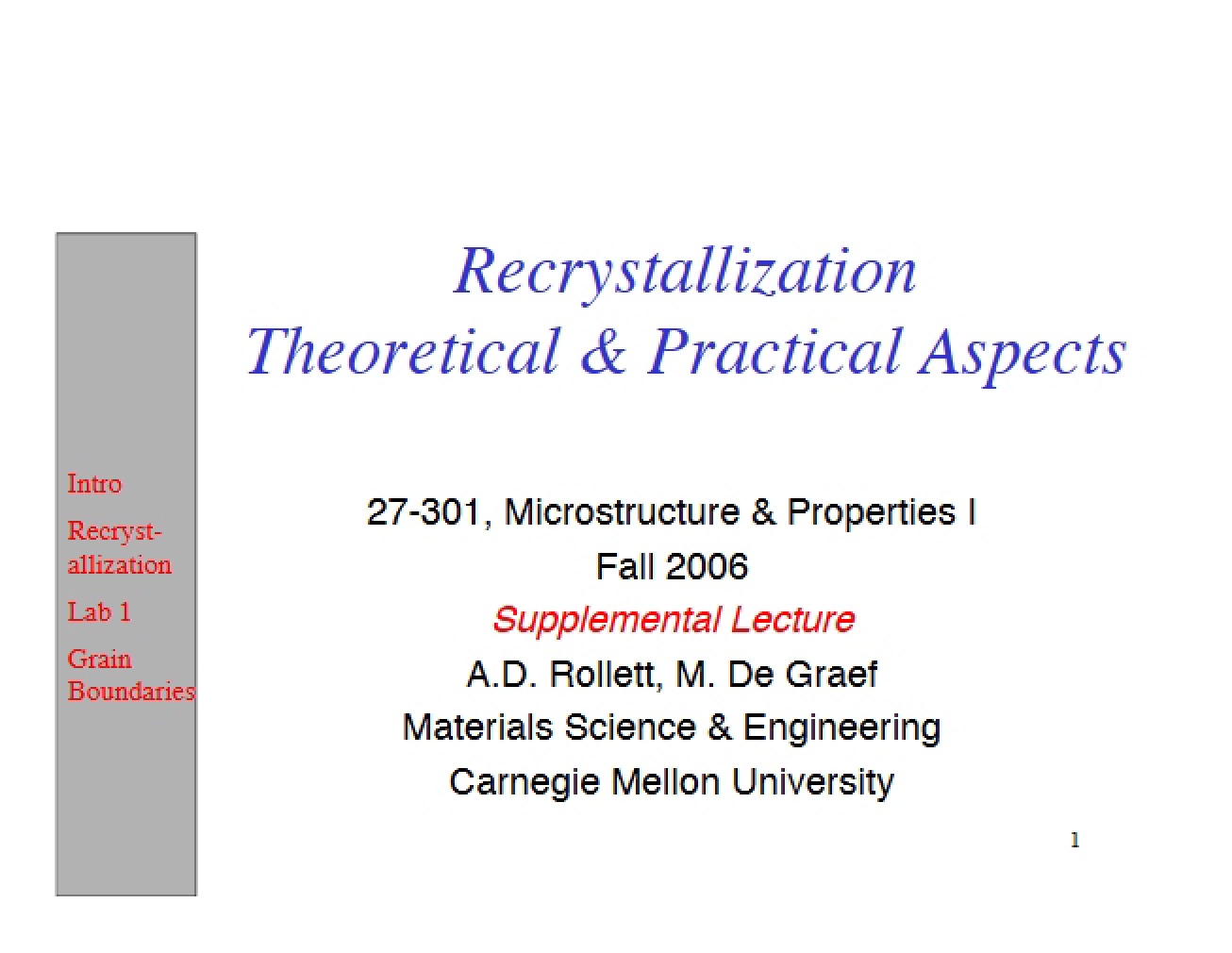 Recrystallization Supplement (Sept 06)