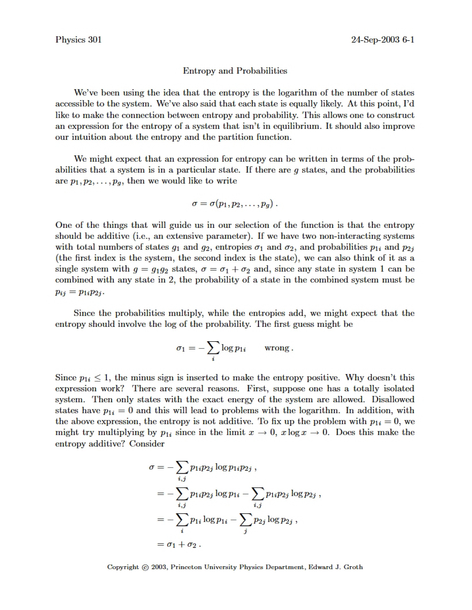 Sixth Lecture