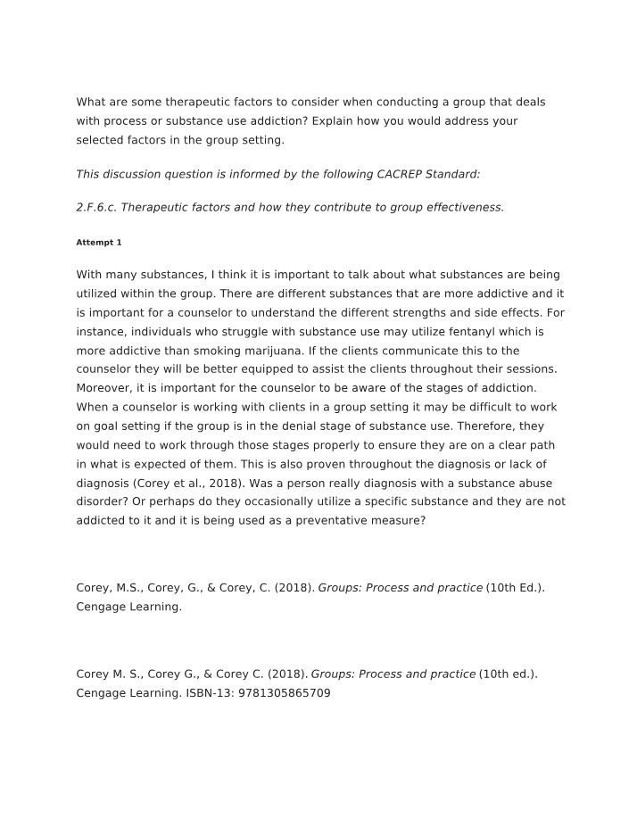 Therapeutic Factors in Group Addiction