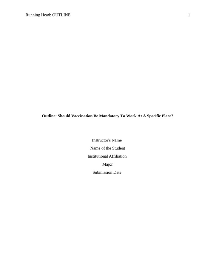 Workplace Vaccination Mandates - An Outline
