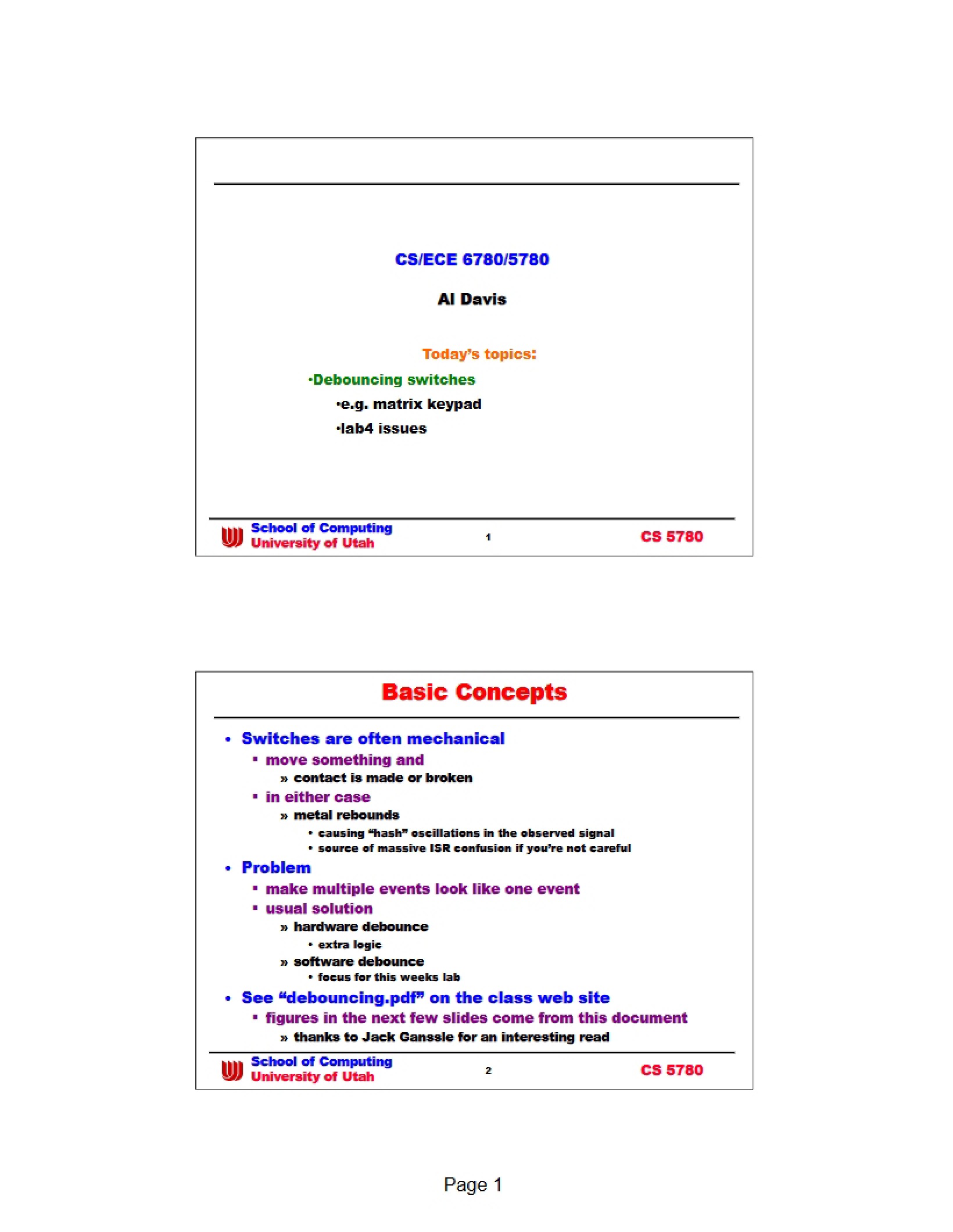 Switch Debouncing Methods