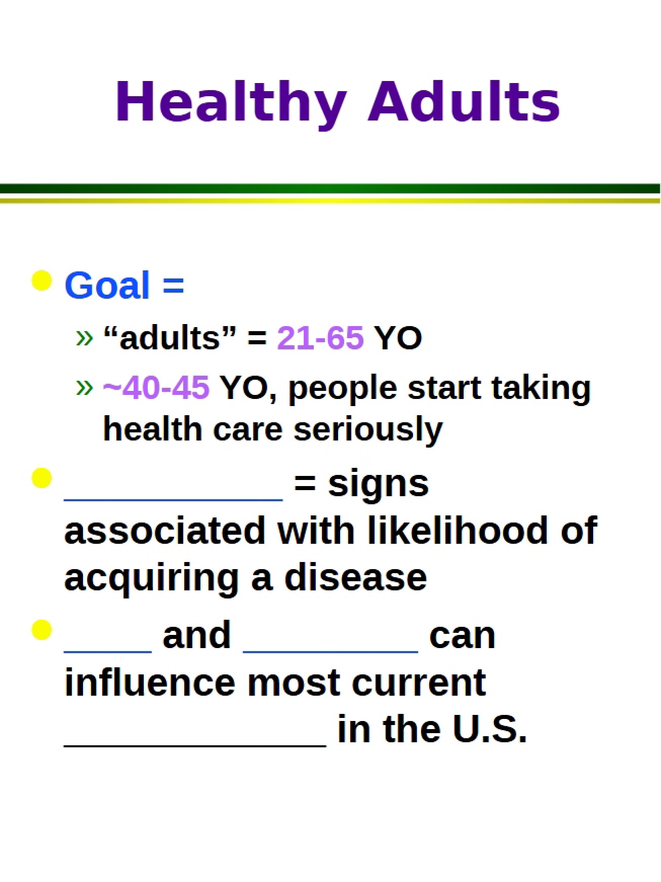 Nutrition Considerations for Healthy Adults
