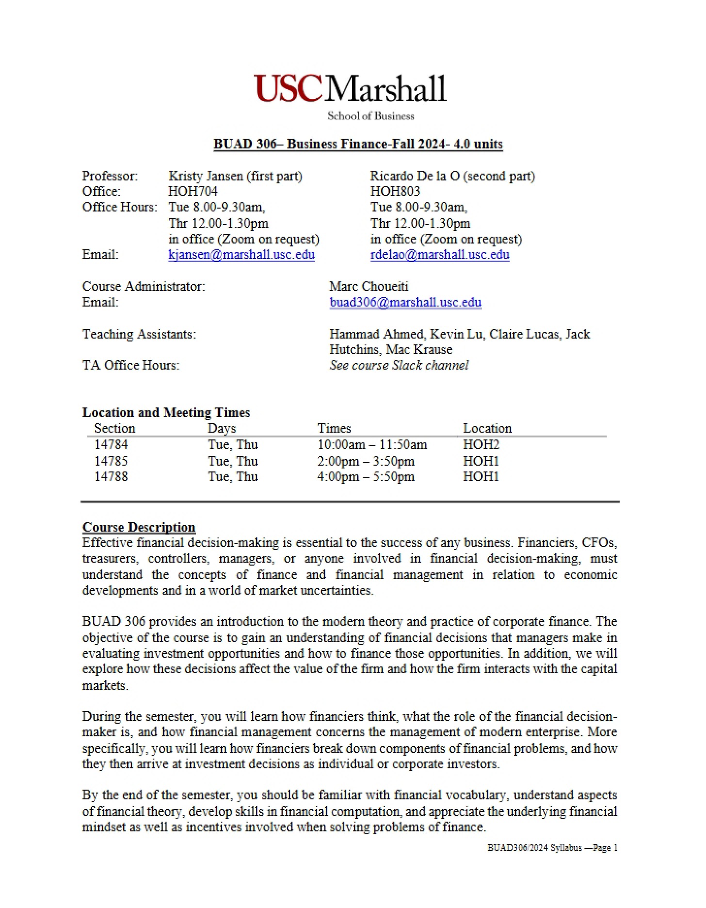 Class Syllabus
