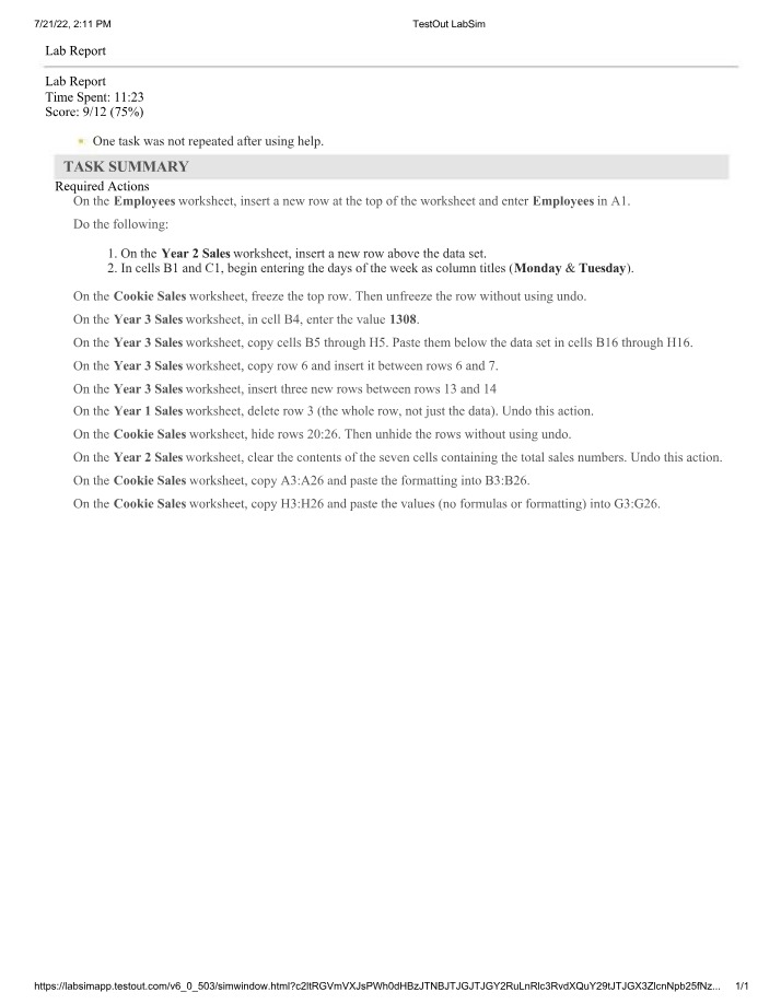 Spreadsheet Skills Lab Report - Data Manipulation