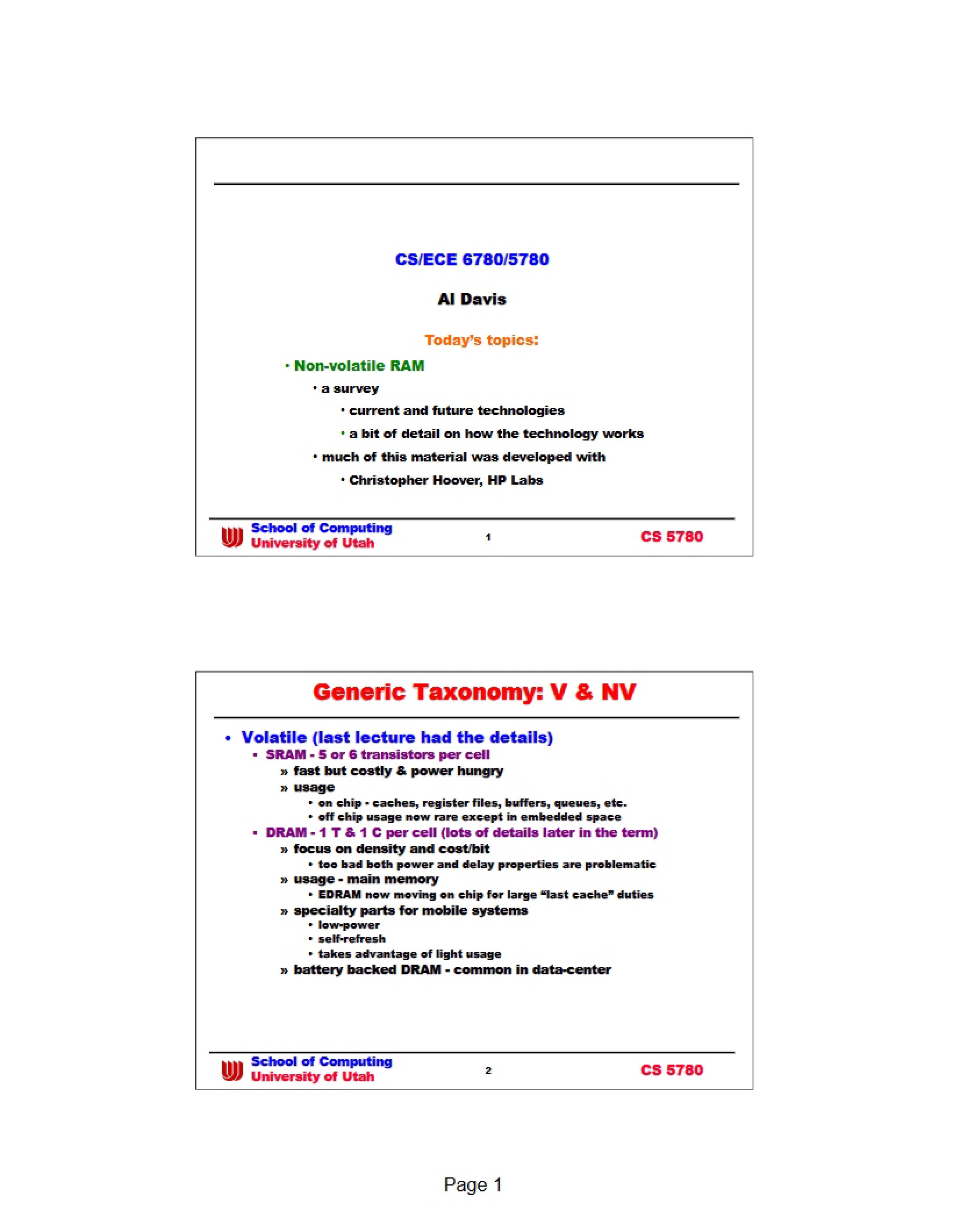 RAM Non-Volatile Types