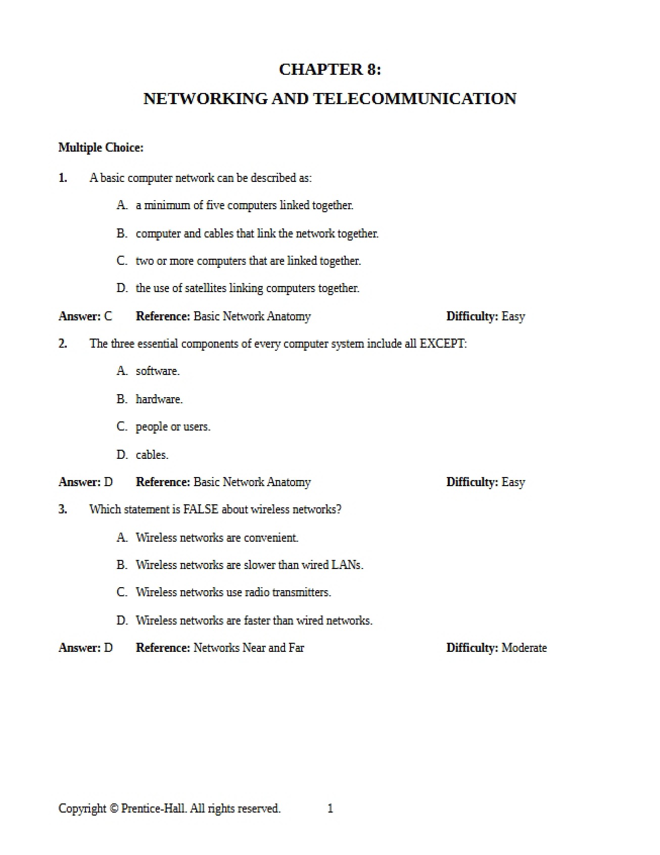 Introduction to Telecommunication and Networking
