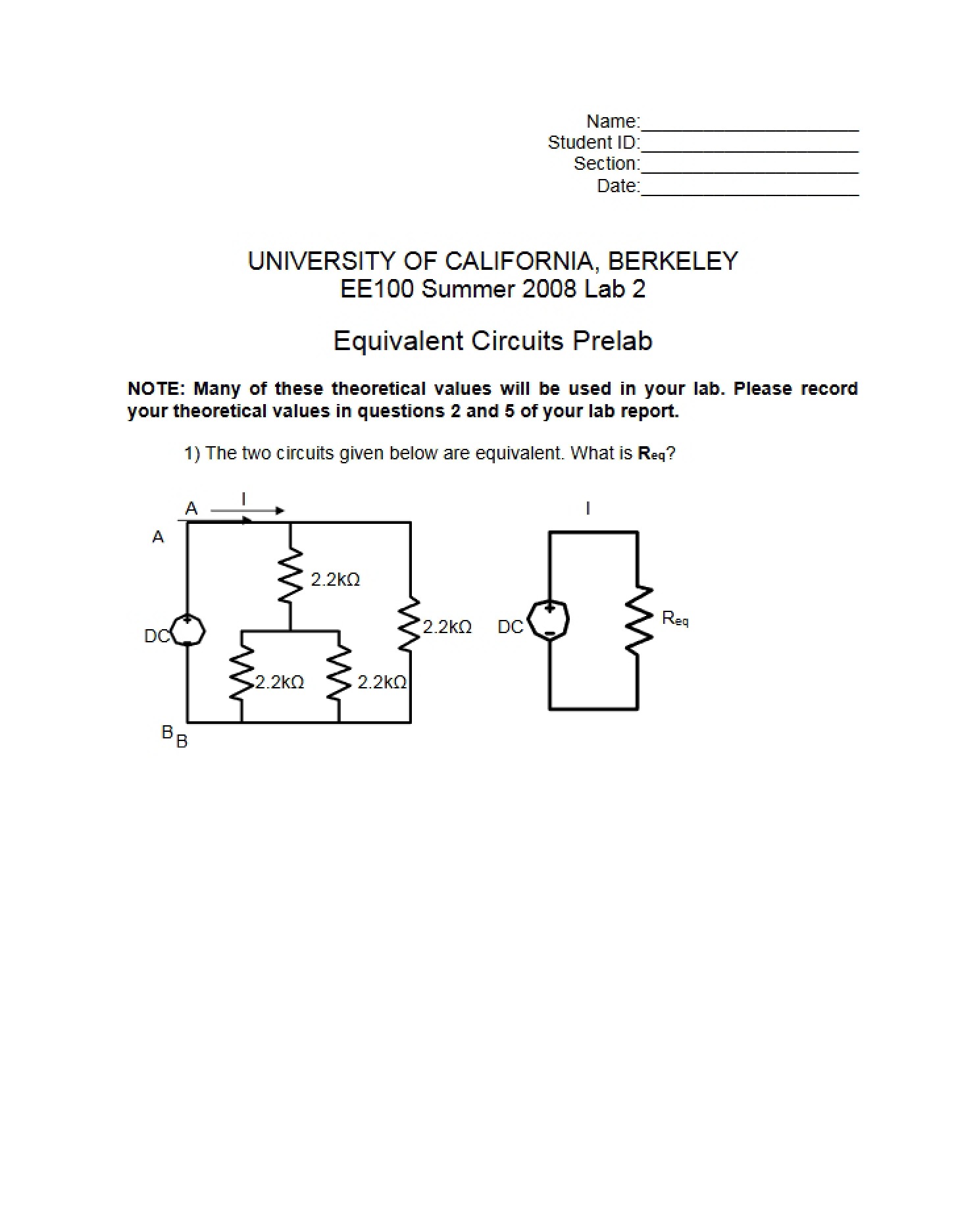 Prelab Equivalent Circuits