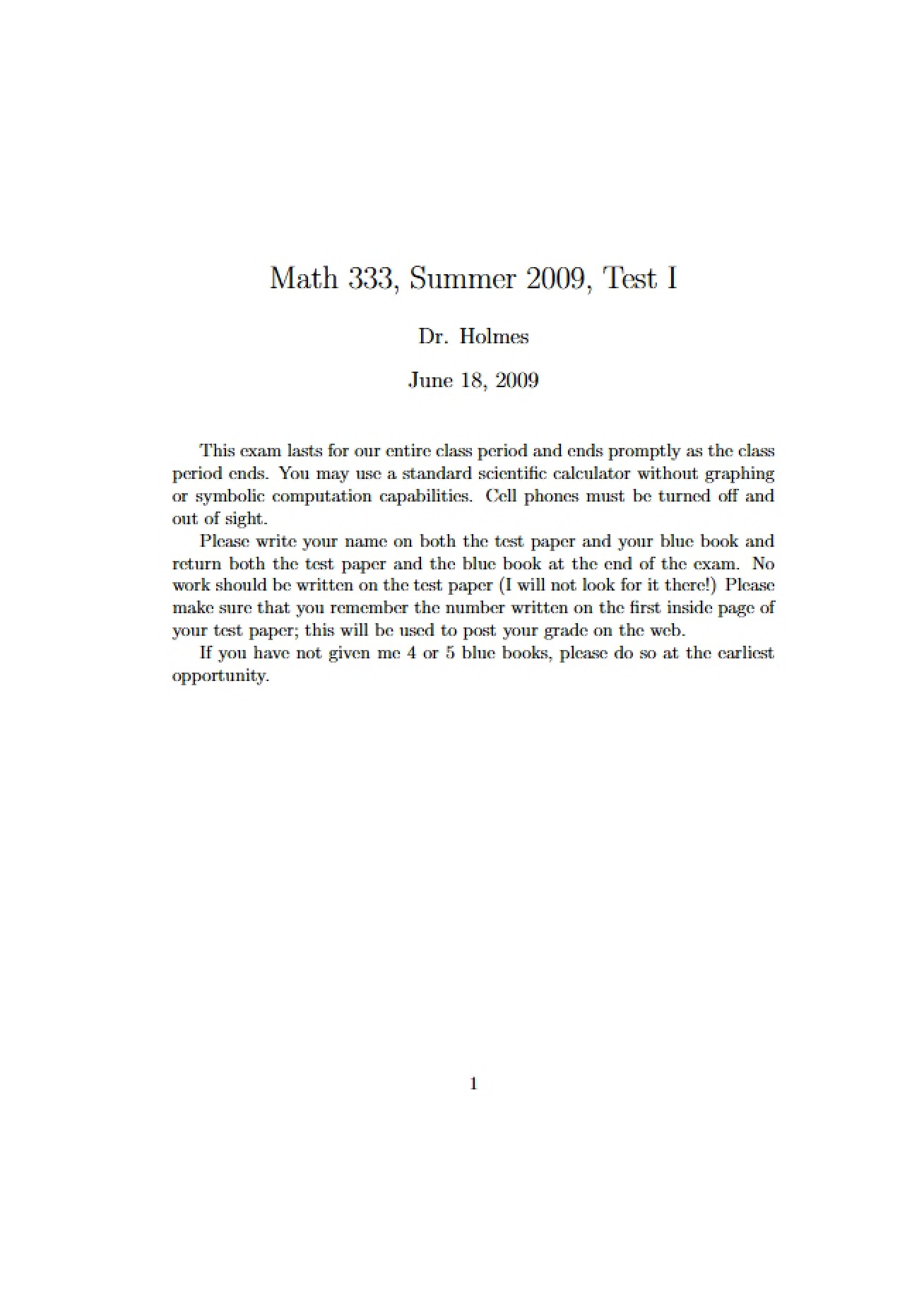 First Test for Differential Equations