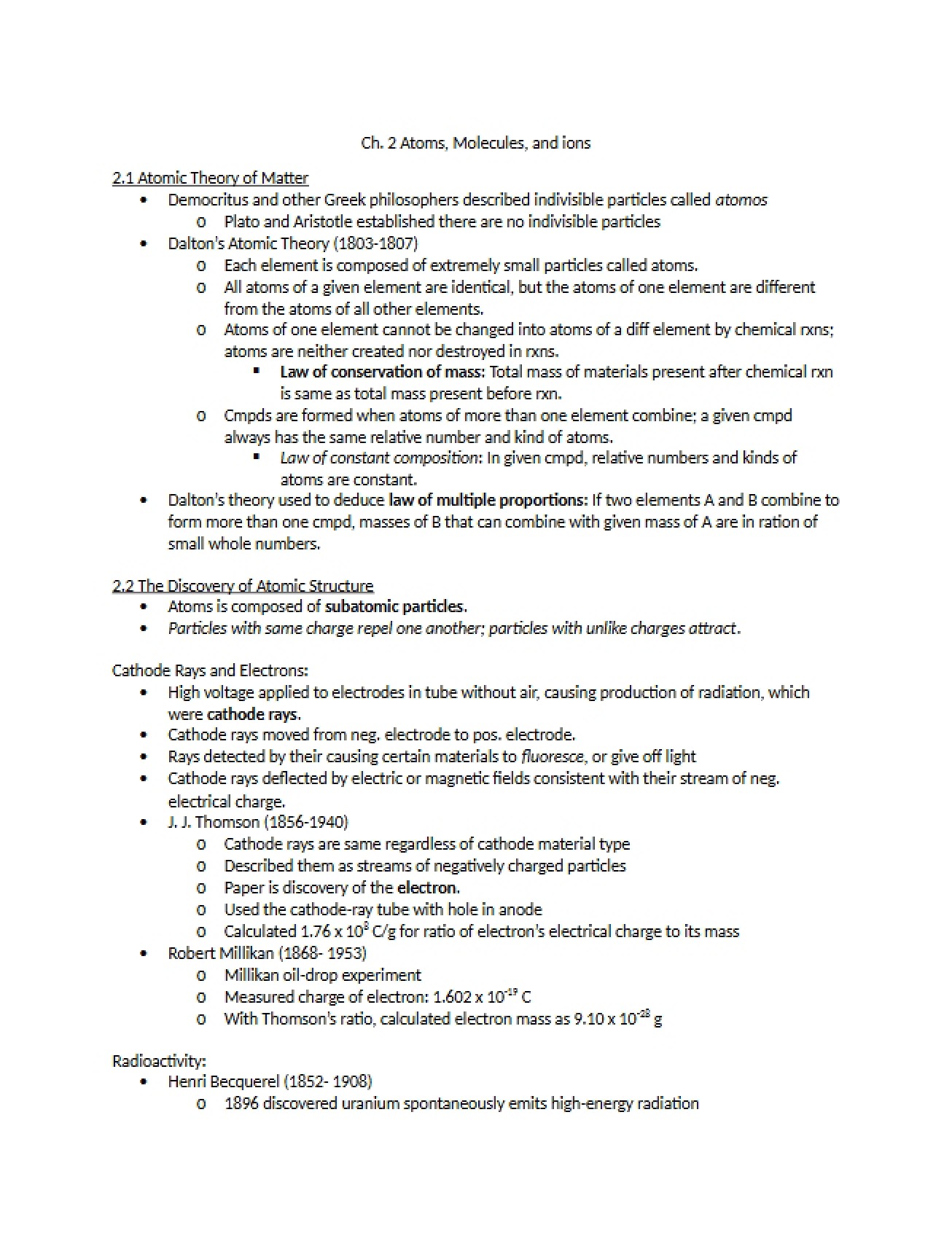Textbook Notes for Chapter 2