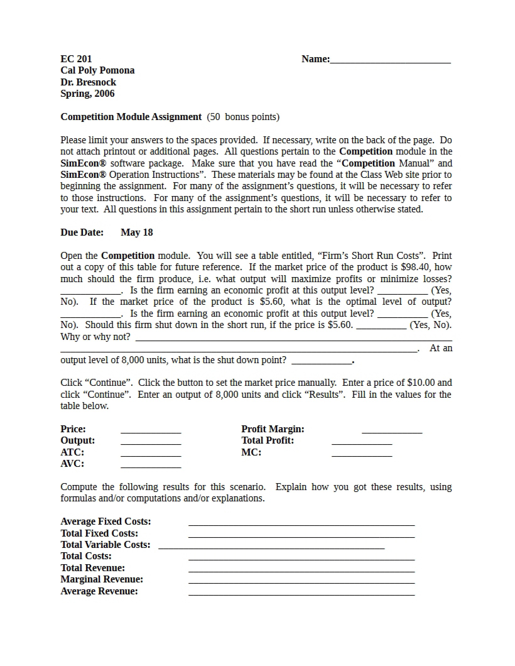 Assignment on Competition Module