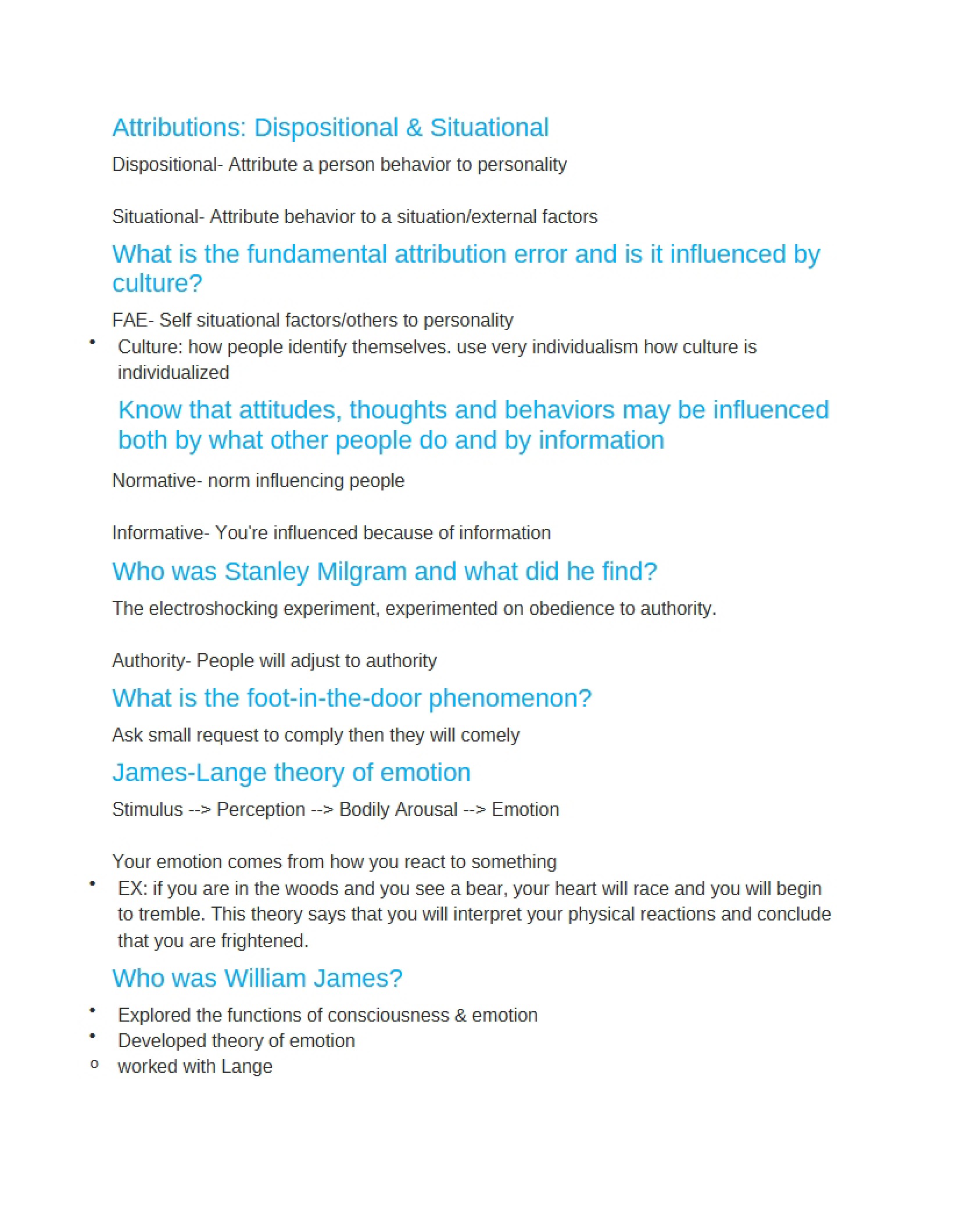 Situational and Dispositional Attributions