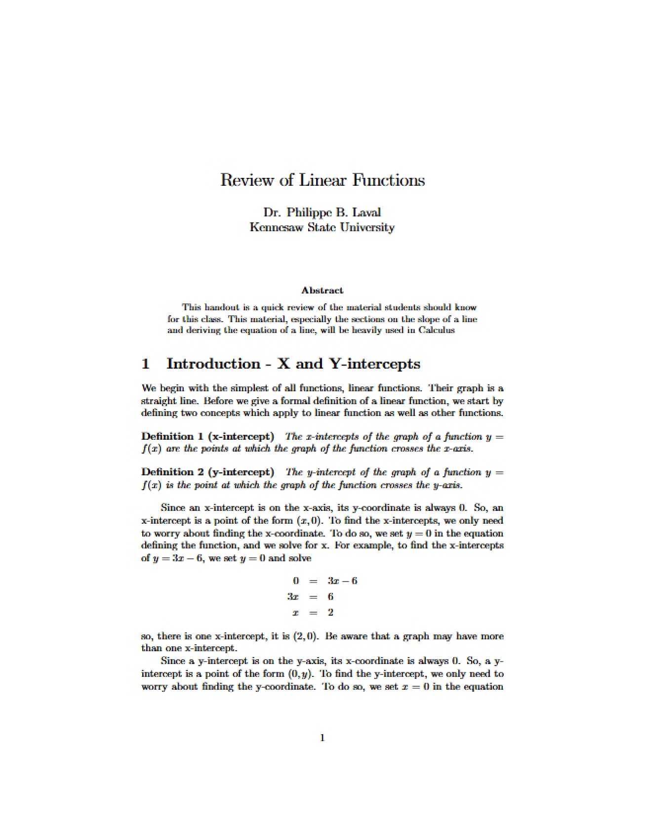 Review of Linear Function Fundamentals