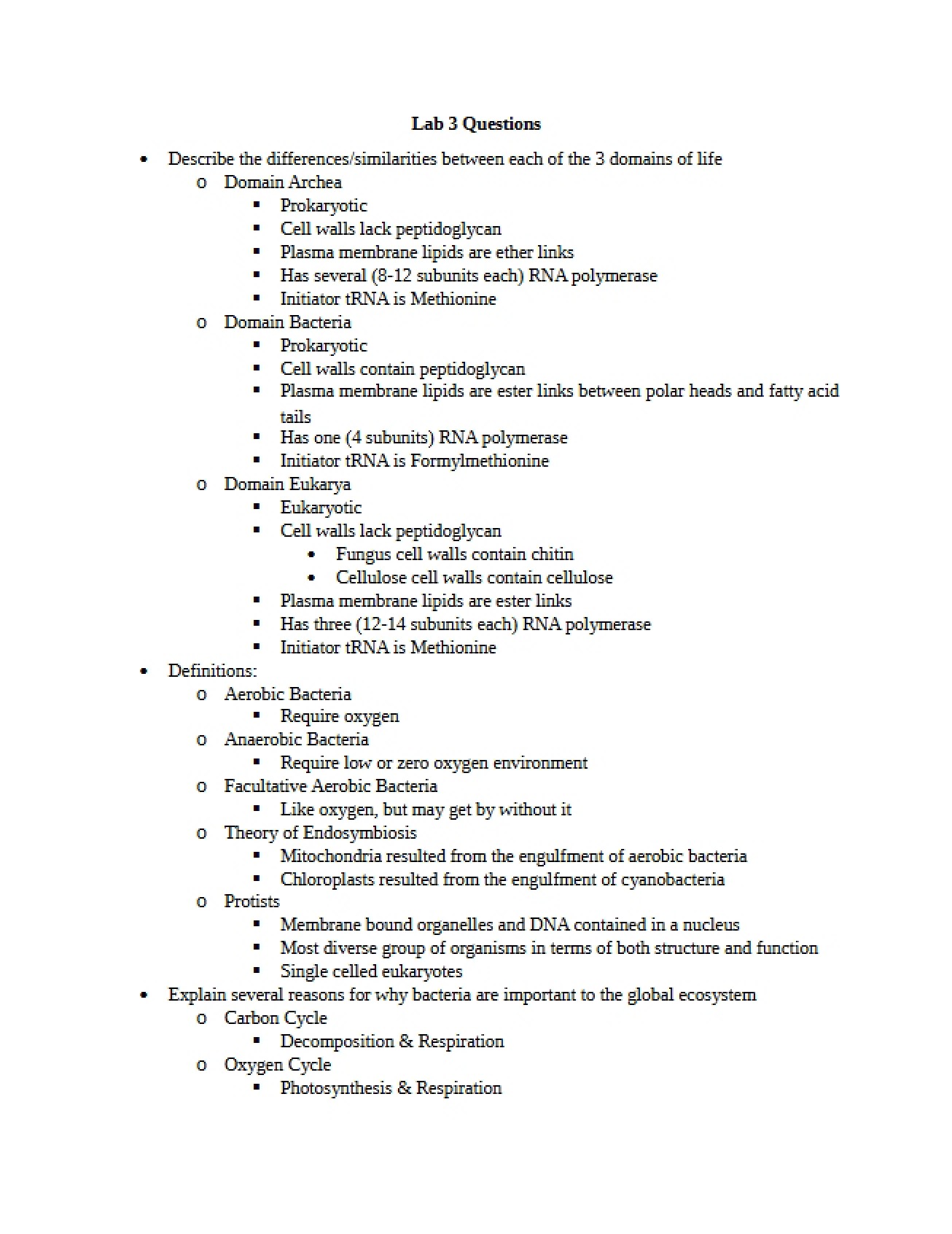 Set of Objectives for the Third Laboratory